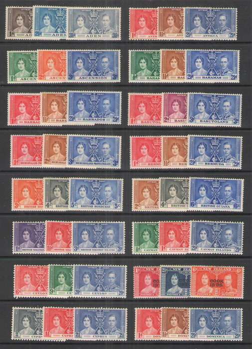 GB 1937 CORONATION ISSUE COUNTRIES A-D 16 SETS MINT