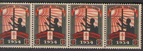 SOUTH AFRICA CHRISTMAS STAMPS 1934 STRIP OF 4 UMM