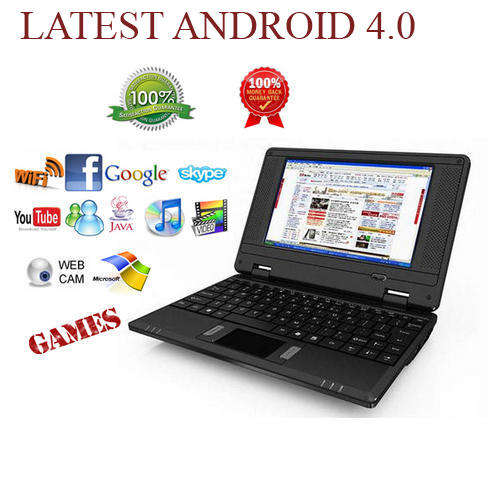 Latest ANDROID 4.0, 7" Mini NOTEBOOK with WiFi, VIA WM8850,1.2GHZ, 512MB, 4GB NAND Flash Drive, HDMI