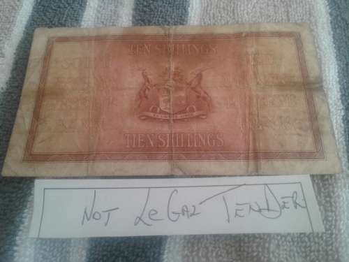RARE 1946 MH DE KOCK UNION 10 SHILLING BANKNOTE.