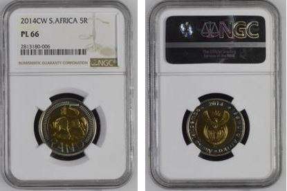 2014 "oom Paul" R5 with Coin World mintmark NGC graded PL66 !!