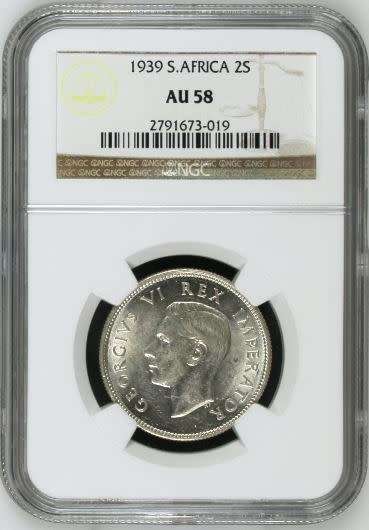 1939 Union of SA Two Shillings, NGC graded AU58 !!!