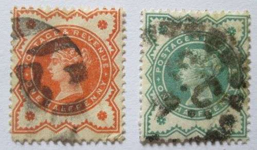 1887-1892 Great Britain Queen Victoria the 50th Anniversary 1/2P to 6P + 9P + 1900 1/2P Green