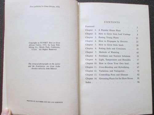 How to Grow African Violets. 1956, Carolyn Rector