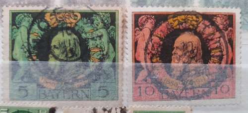 Bavaria Stamps, Old Germany 1875-1920 - Famous & RARE Crown Stamps: 1875 7Kr Blue, 1876 2Pfg Grey