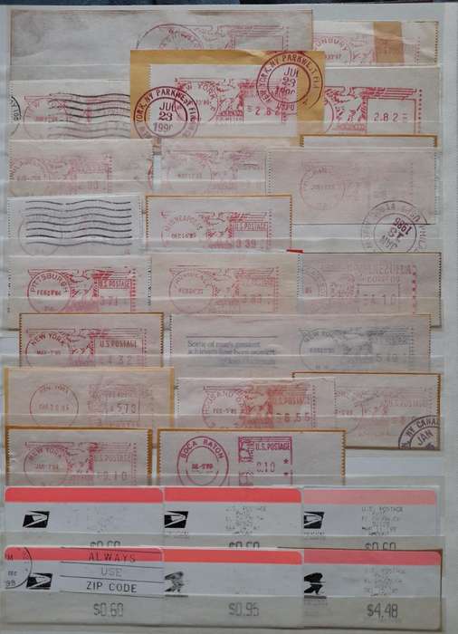 Over 160 United States Mixed Meter Mail Stamps 1959  1998 fr. all over the United States of America
