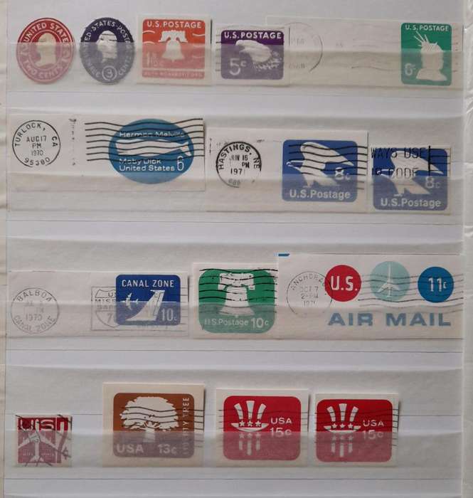 15 USA Embossed Postage Stamps, 1930 to  1978, United States of America