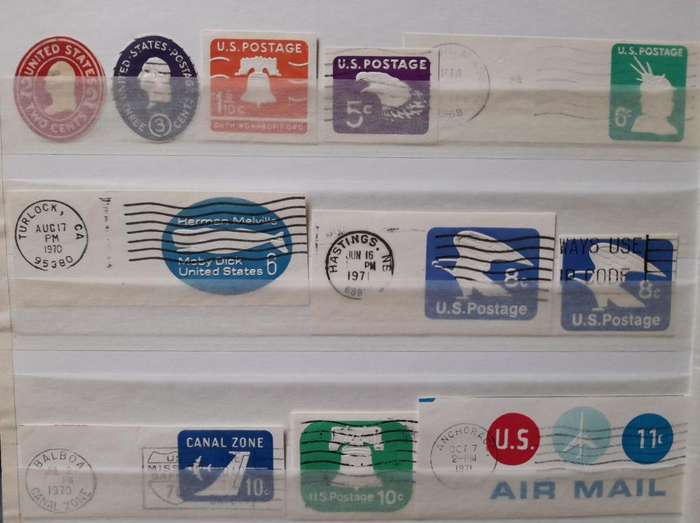 15 USA Embossed Postage Stamps, 1930 to  1978, United States of America