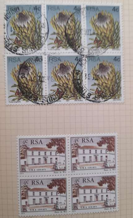 Over 250 Stamps in blocks RSA, Postage Due, South West Africa, Rhodesia, United States of America