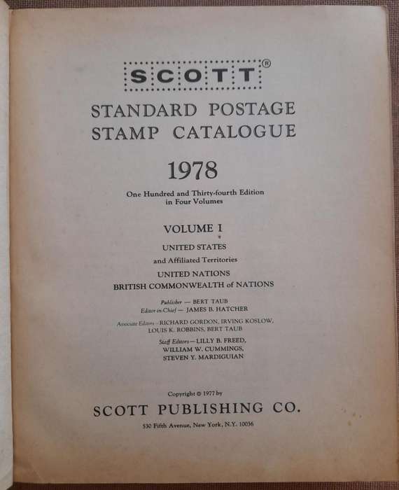 Scott 1978 Standard Postage Stamp Catalogue, Volume 1