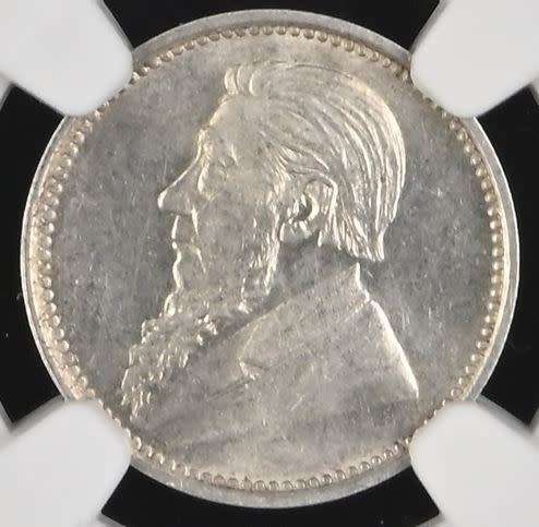 1897 ZAR Threepence (Tickey // 3d) NGC graded MS62