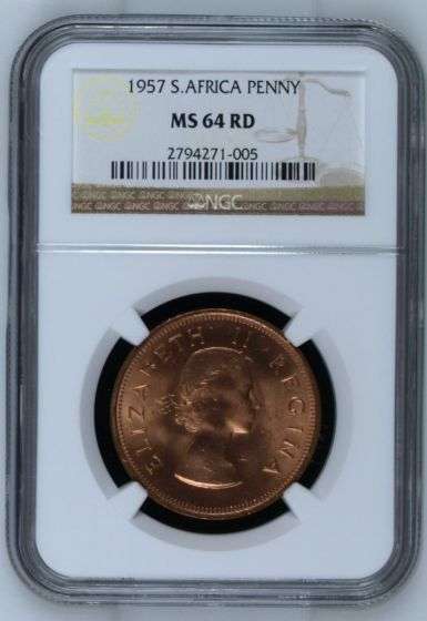 1957 Penny NGC graded  MS64RD, Second Finest at NGC!!!