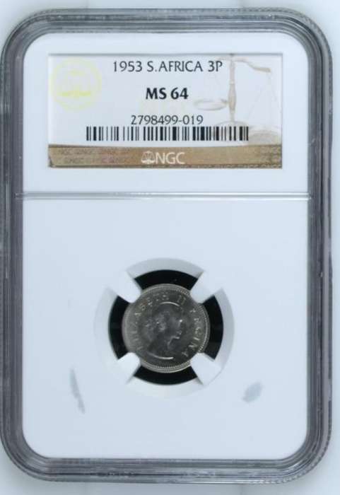 1953 Threepence NGC graded MS64!