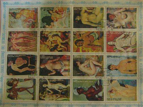 EQUATORIAL GUINEE: Full sheet of Nudes paintings!