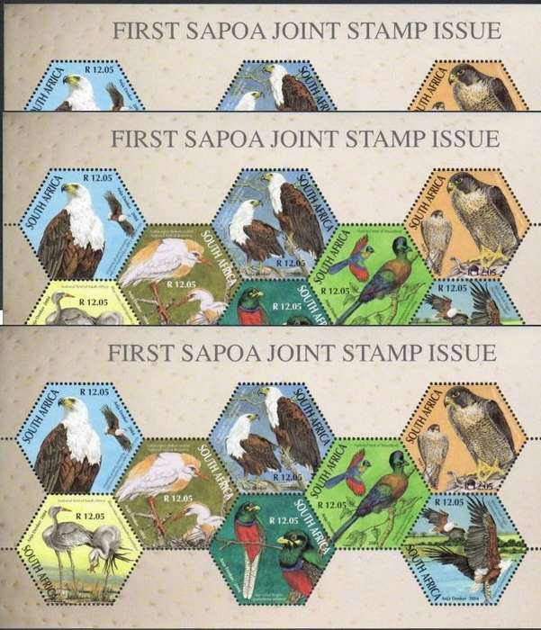 South Africa 2004 Birds SAPOA x 3 Sheets. Face Value R289 MNH