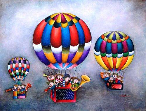 LARGE!!! Musicians by Royball , inspired by Rodo Boulanger. Oil on canvas.