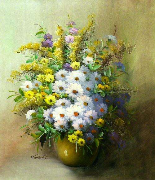 Bouquet of flowers by Edward. Oil on canvas.