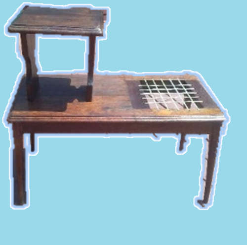 Telephone table and chair with riempies, stinkwood?