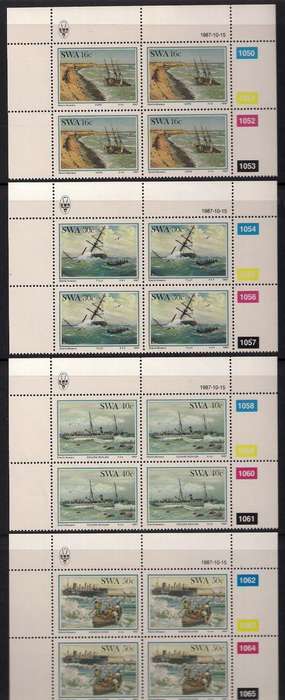 FULL SET OF CONTROL BLOCKS OF 4  SHIPWRECKS  - MINT CONDITION. SACC 498-501  AS PER SCAN