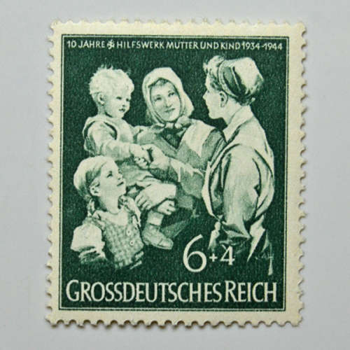 German German Grossdeutsches  Reich 1944 Charity Stamps - Mother and Child 6+4Pfg - Green