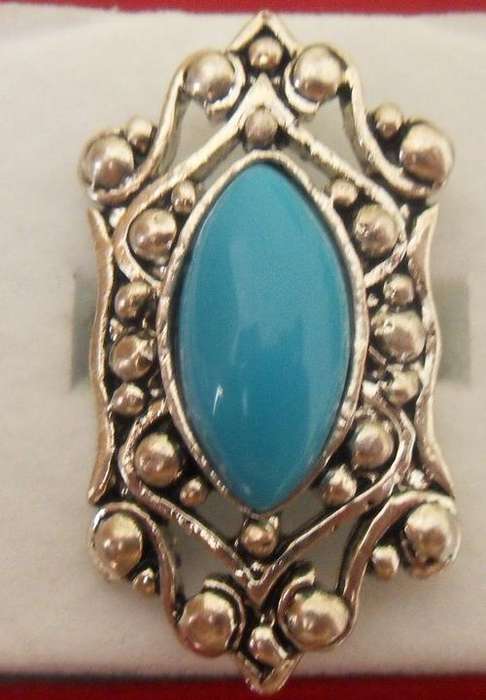 Silver ring with blue stone - Size ajustable