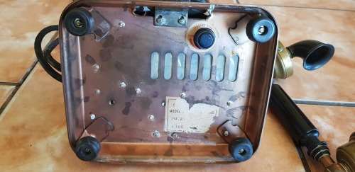 1960`S COPPER, BRASS AND BAKELITE ART DECO TELEPHONE.