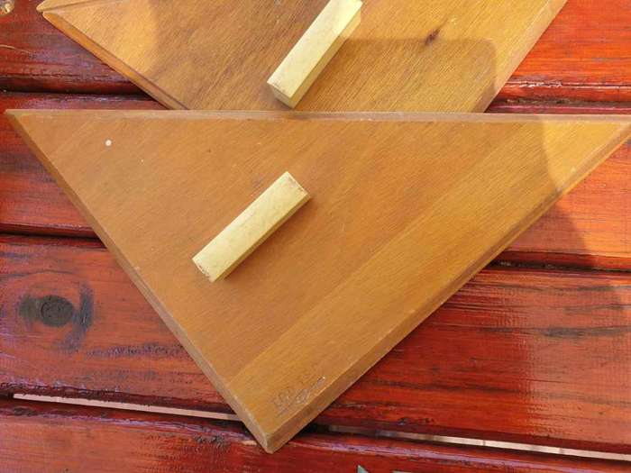 VINTAGE LARGE WOODEN BLACK BOARD TRIANGLES