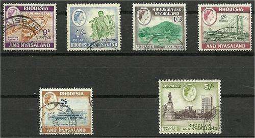 Rh & Nyasaland  QE II part defn set fine used to 5/- SACC 25-30