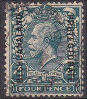Bechuanaland  KG V 4d  O/print  good used  SG 95  short perf