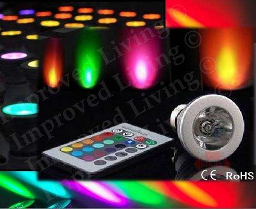 GU10 Multicolour RGB 3W LED Light Bulb Set with Remote - FREE SHIPPING OPTION