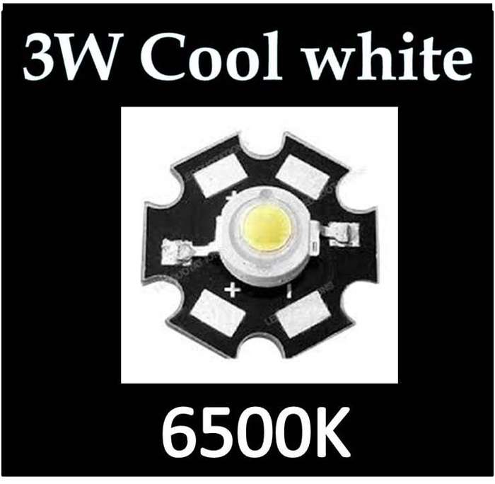 ECONO RANGE 3W COOL WHITE 6500K LED chip Soldier on single Aluminium heatsink base plate