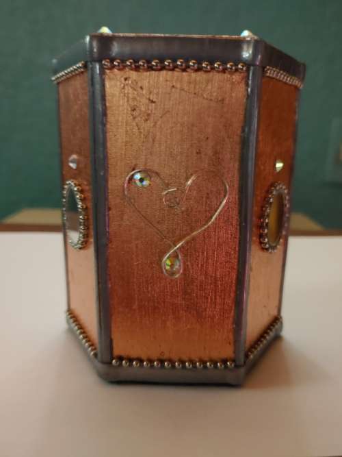 Hand made Bling caddy: pen/ anything holder, copper gilded. CC. SALE - WAS R400