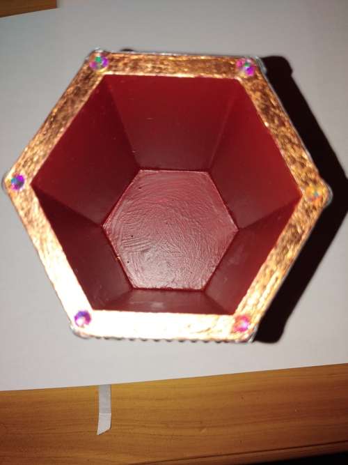 Hand made Bling caddy: pen/ anything holder, copper gilded. CC. SALE - WAS R400
