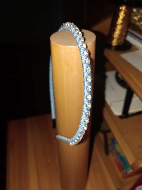Handmade original blue Diamante wrapped headband. HB1