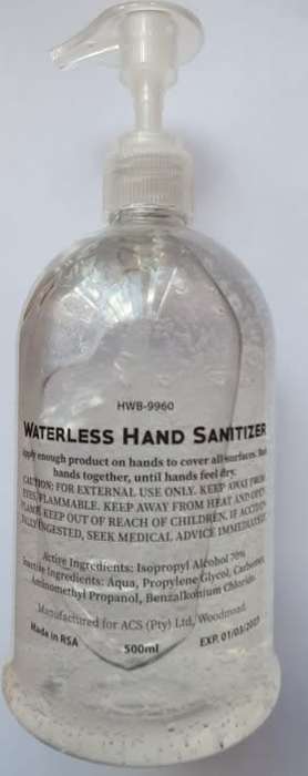 MSDS Certified - 500ML Hand Sanitiser  - 70% Alcohol Based - Waterless