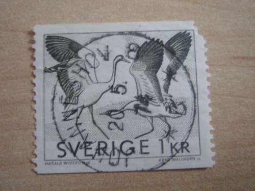 1967 Sweden - Dancing Cranes 1 Kr used, stamped