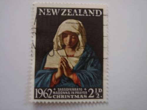 1962 NZ - Christmas - Madonna 2 1/2 d used, stamped