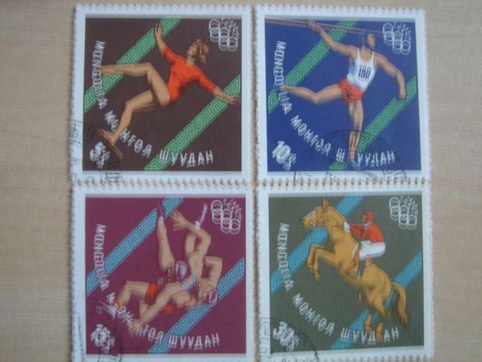 1964 Mongolia - Tokyo Olympics SG337-339,341 used, stamped