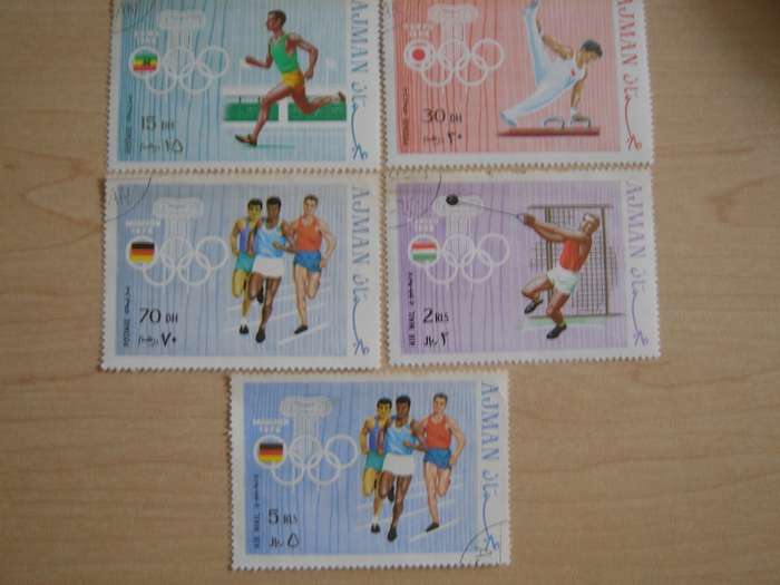 1970 UAE - Ajman 15,30,70 DH, 2,5 RLS Olympic Games Airmail used, stamped