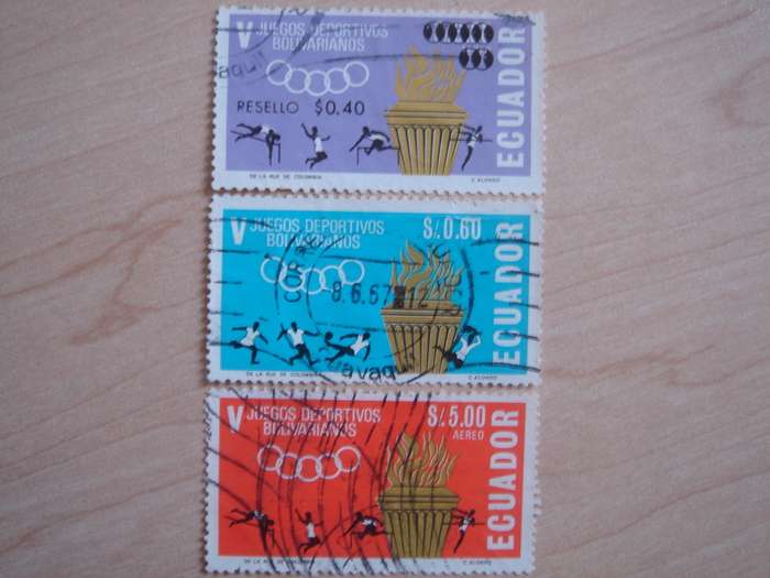 1965 Ecuador - Olympic Games 0.40 on $ 3.50, 0.60, 5 $ used, stamped