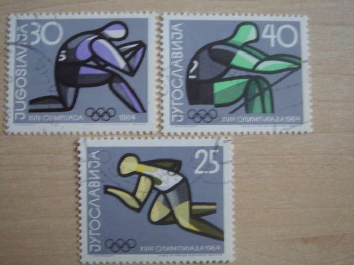 1964 Yugoslavia - XVIII Olympic Games Tokyo 25,30,40 D used, stamped