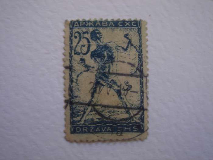 1919 Yugoslavia - Man breaking chain 25 h used, stamped