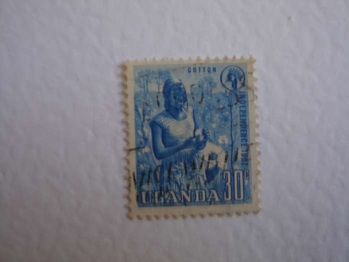 1962 Uganda - Cotton Harvest 30 c used, stamped