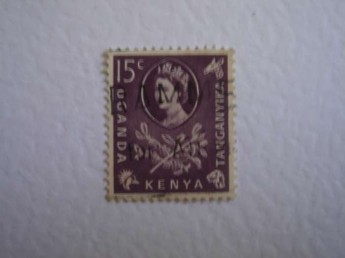 1960 Kenya, Uganda & Tanganyika - QE II - Coffee Plant 15 c used, stamped