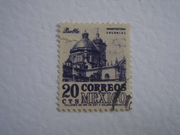 1950 Mexico - Puebla Cathedral 20 c used, stamped