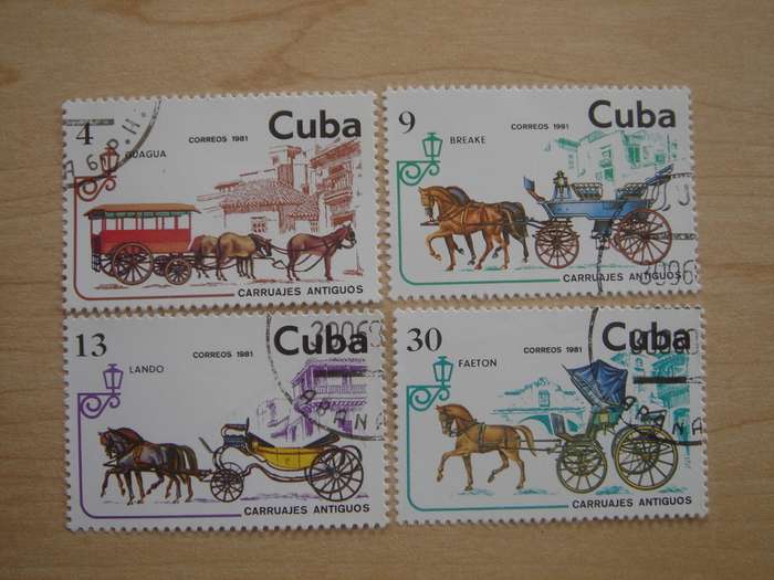 1981 Cuba - Coaches 4, 9, 13, 30 c used, stamped