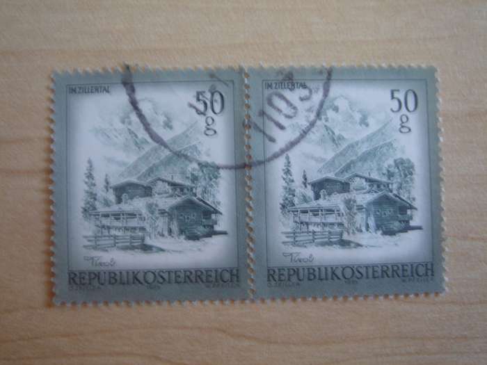 1975 Austria - Im Zillertal 2 x 50 g horizontal pair used, stamped