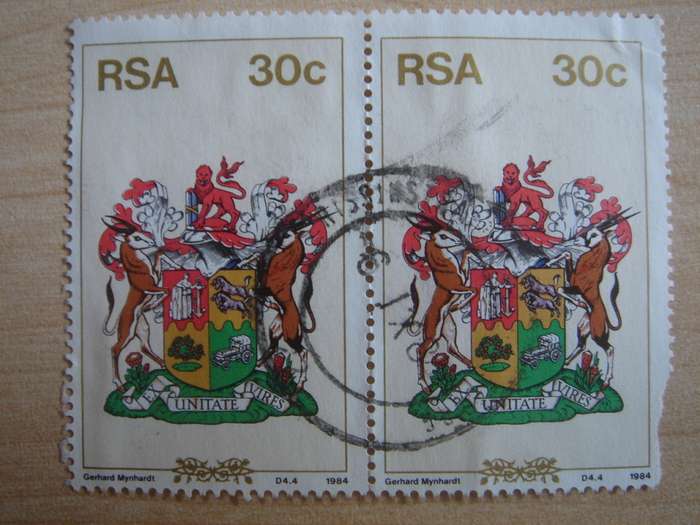 1984 RSA - Coat of Arms 30 c horizontal pair used, stamped