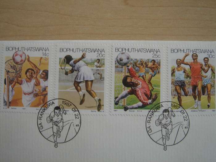 1987 Bophuthatswana - Sport 14,20,25,30 c stamped on FDC