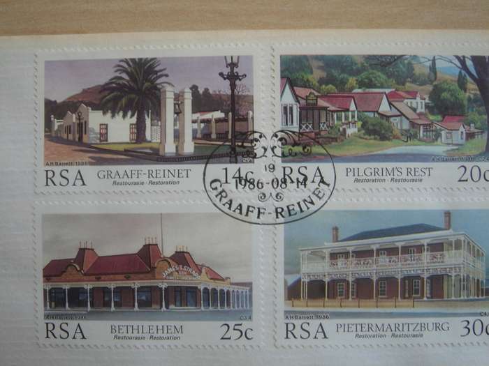 1986 RSA - Heritage Series 14,20,25,30 c stamped on FDC